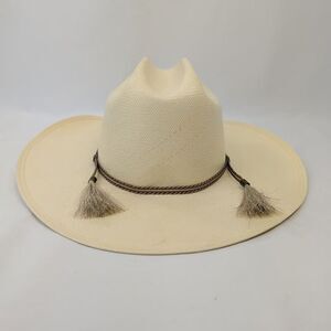 Resistol 8X Genuine Shantung Panama Cowboy Hat Mens 7 5/8 Long Oval USA Ivory